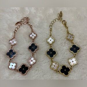 Viennois Clover Leaf Designer Fashion Bracelets Lot of 2 - Gold and Rose Gold
